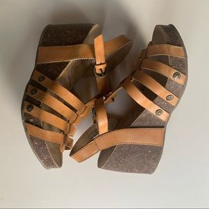 Blowfish strappy gold wedge sandal